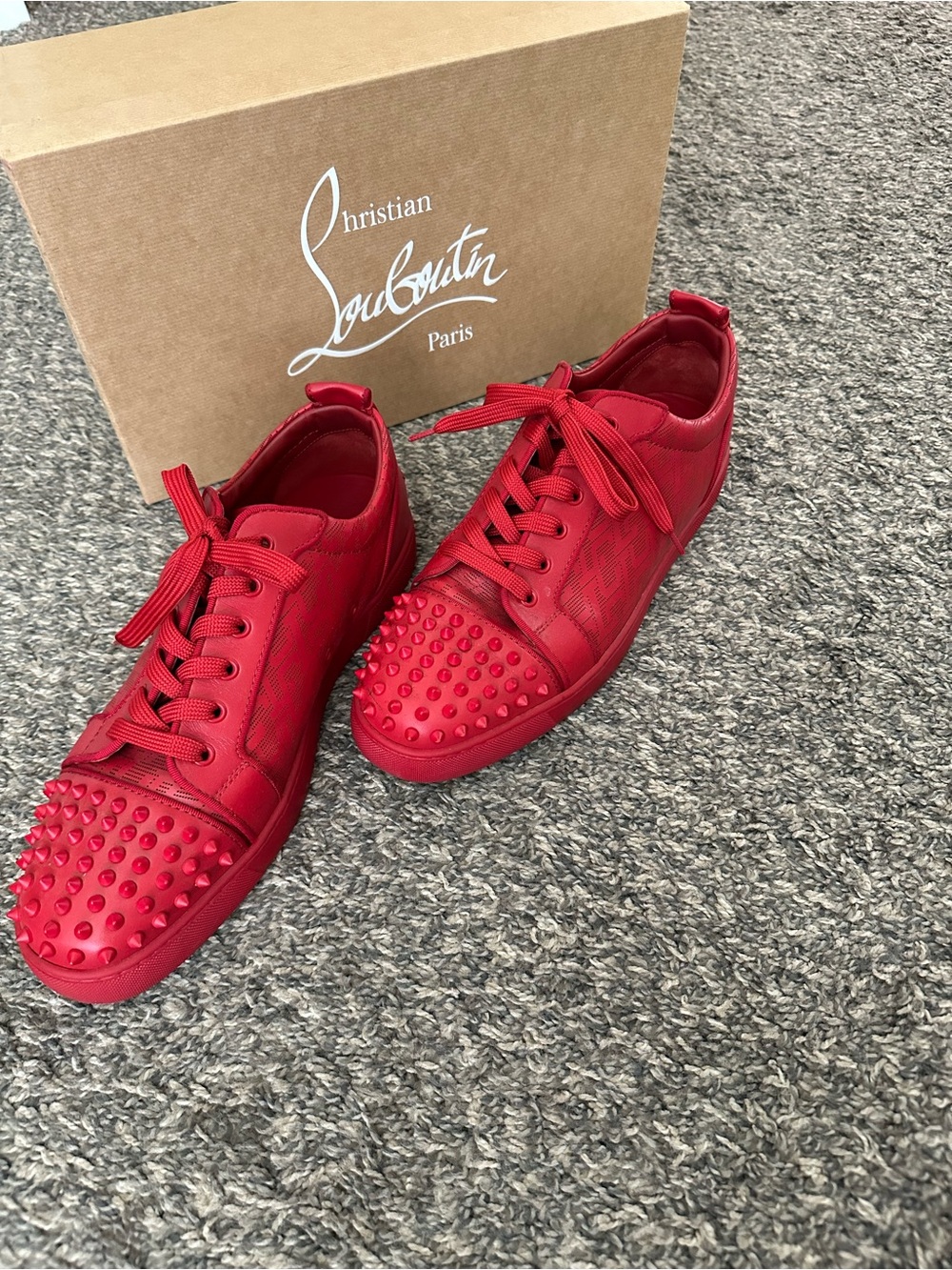 Christian Louboutin Red Spiked Fashion Orlarto Sneakers